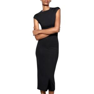 ZARA High Neck Midi Black Contour Dress
